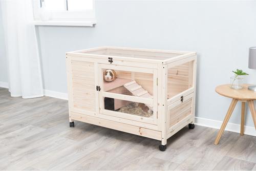Show full view: TRIXIE Indoor Small Pet Hutch with Wheels & Pull-Out Tray, Natural, X-Small slide 3 of 8