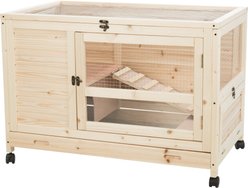 TRIXIE Indoor Small Pet Hutch with Wheels & Pull-Out Tray, Natural, X-Small