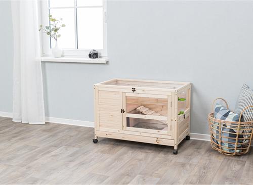 Show full view: TRIXIE Indoor Small Pet Hutch with Wheels & Pull-Out Tray, Natural, X-Small slide 2 of 8