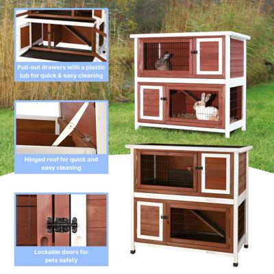 Show full view: TRIXIE Natura 2-Story Rabbit Hutch, Brown/White slide 5 of 8