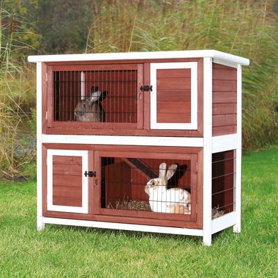 Show full view: TRIXIE Natura 2-Story Rabbit Hutch, Brown/White slide 2 of 8