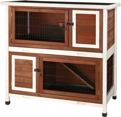 TRIXIE Natura 2-Story Rabbit Hutch, Brown/White
