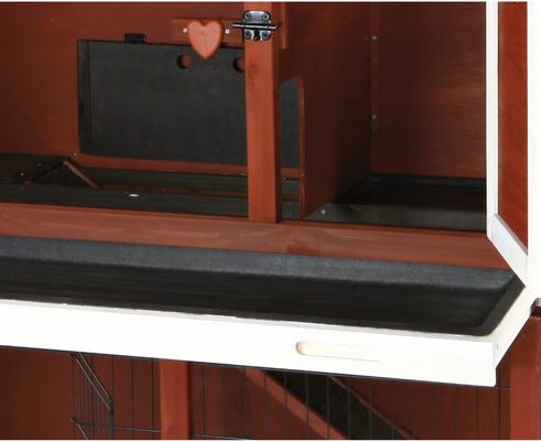 Show full view: TRIXIE Natura Rabbit Hutch with Sloped Roof, Brown/White, Medium slide 6 of 8