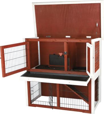 Show full view: TRIXIE Natura Rabbit Hutch with Sloped Roof, Brown/White, Medium slide 5 of 8