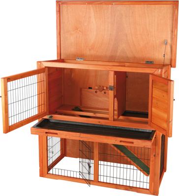 Show full view: TRIXIE Natura Rabbit Hutch with Sloped Roof, Glazed Pine, Medium slide 6 of 10