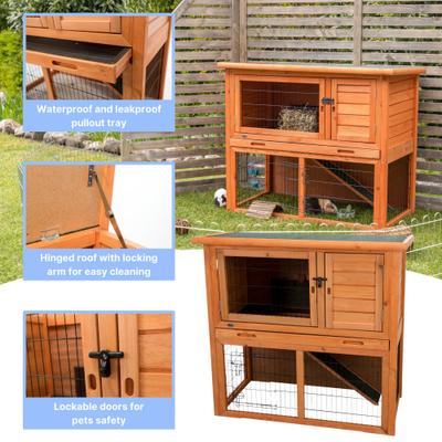 Show full view: TRIXIE Natura Rabbit Hutch with Sloped Roof, Glazed Pine, Medium slide 5 of 10