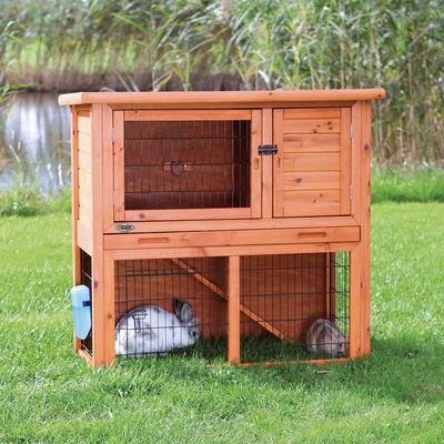 Show full view: TRIXIE Natura Rabbit Hutch with Sloped Roof, Glazed Pine, Medium slide 3 of 10