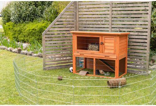 Show full view: TRIXIE Natura Rabbit Hutch with Sloped Roof, Glazed Pine, Medium slide 2 of 10
