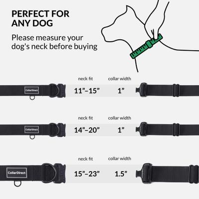 Show full view: CollarDirect Double-Layered Nylon Standard Dog Collar, Black, Large: 15 to 23-in neck, 1.5-in wide slide 5 of 7