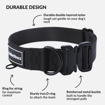 Show full view: CollarDirect Double-Layered Nylon Standard Dog Collar, Black, Large: 15 to 23-in neck, 1.5-in wide slide 3 of 7