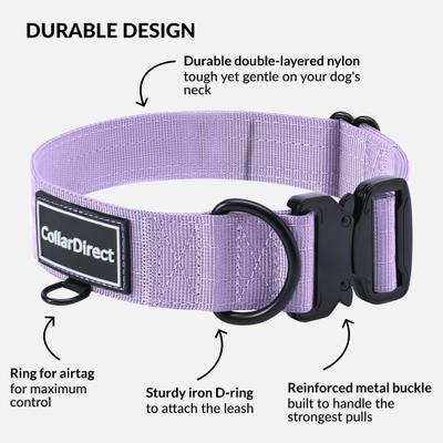 Show full view: CollarDirect Double-Layered Nylon Standard Dog Collar, Lilac, Large: 15 to 23-in neck, 1.5-in wide slide 3 of 7