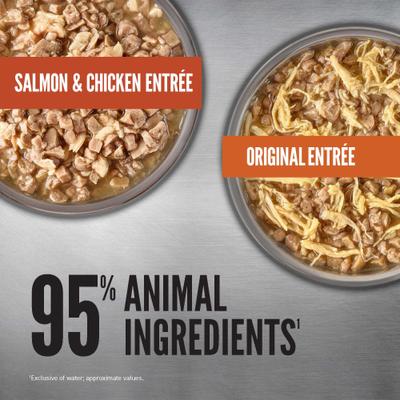 Show full view: ORIJEN Original Chunks & Shreds Variety Pack Salmon & Chicken Entrees Wet Cat Food, 3-oz can, case of 12 slide 4 of 10