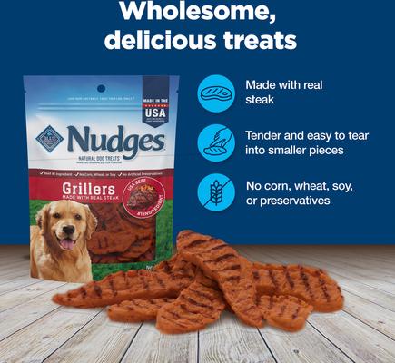 Show full view: Blue Buffalo Nudges Grillers Steak Natural Dog Treats, 5-oz bag slide 8 of 10