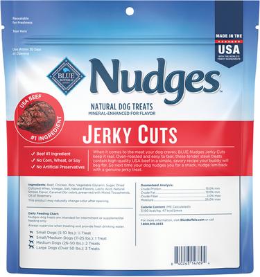 Show full view: Blue Buffalo Nudges Jerky Cuts Beef Dog Treats, 16-oz bag slide 3 of 10