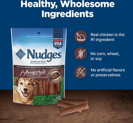 Show full view: Blue Buffalo Nudges Homestyle Chicken & Pork Dog Treats, 12-oz bag slide 8 of 10