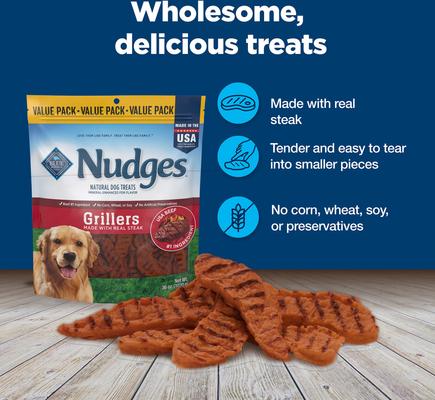 Show full view: Blue Buffalo Nudges Grillers Steak Natural Dog Treats, 36-oz bag slide 8 of 10