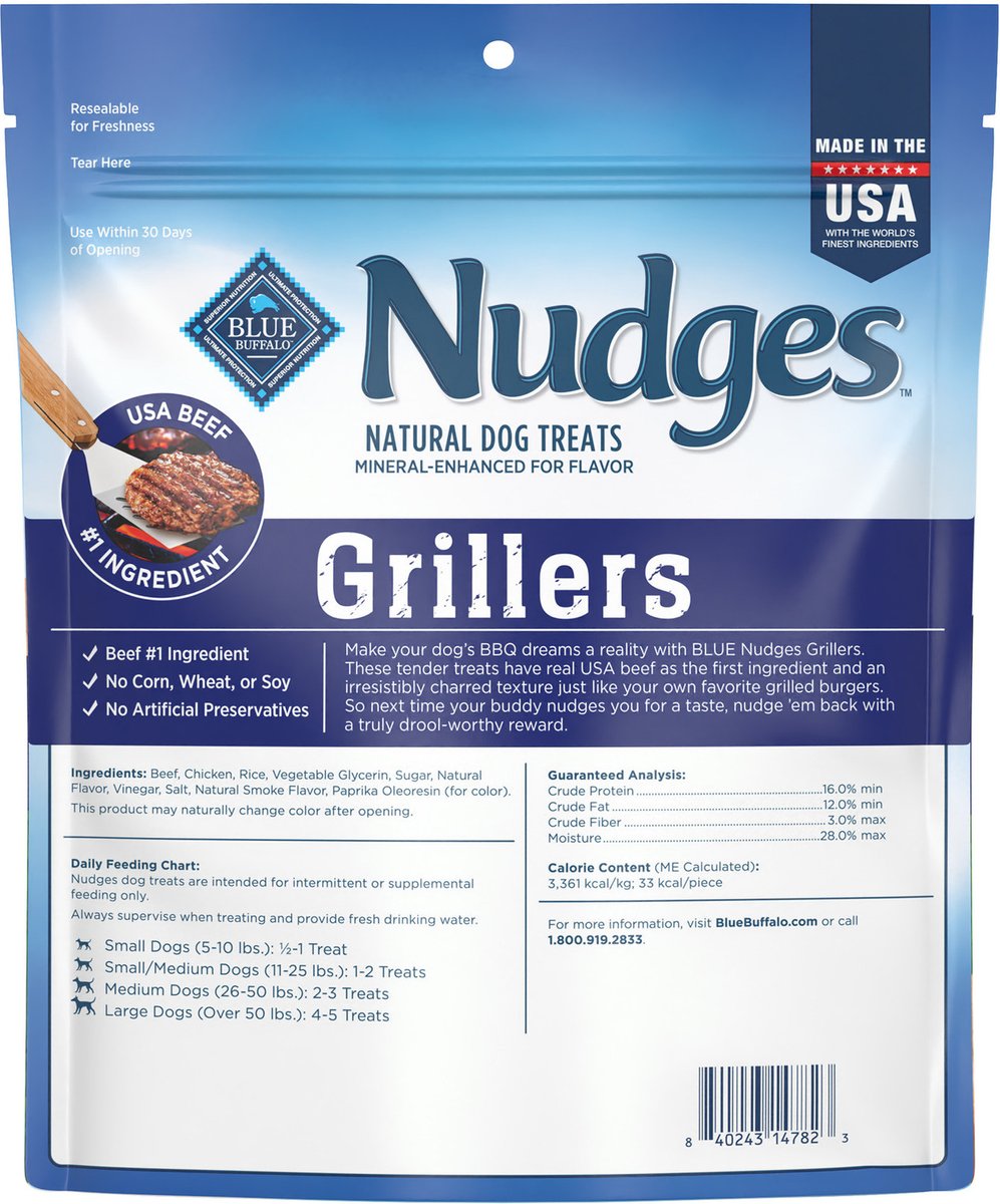 Blue Buffalo Nudges Grillers Beef Adult Soft & Chewy Dog Treats, 16-oz bag