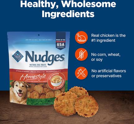 Show full view: Blue Buffalo Nudges Homestyle Real Chicken Dog Treats, 16-oz bag slide 8 of 10