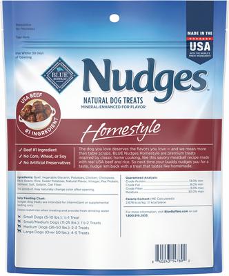 Show full view: Blue Buffalo Nudges Homestyle Beef & Rice Natural Dog Treats, 16-oz bag, bundle of 2 slide 3 of 11