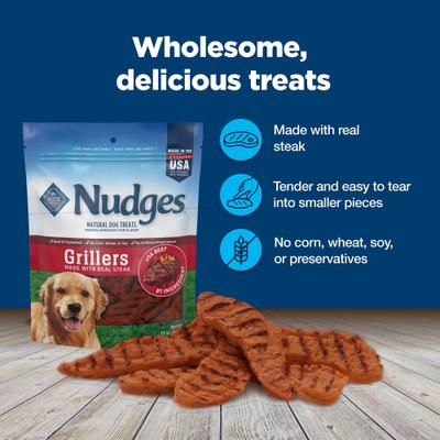 Show full view: Blue Buffalo Nudges Grillers Steak Natural Dog Treats, 10-oz bag slide 8 of 10