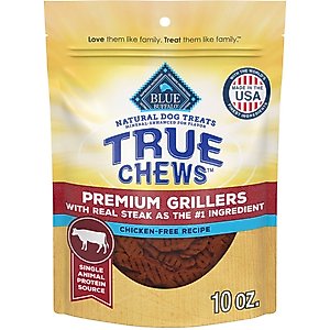 Blue Buffalo True Chews Premium Grillers with Real Steak Grain-Free Dog Treats, 10-oz bag