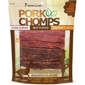 Pork Chomps 6-in Assorted Munchy Strips Chew Dog Treats, 50 count