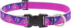 LupinePet Reflective Paws Dog Collar, Pink Paws, Large: 16 to 28-in neck, 1-in wide