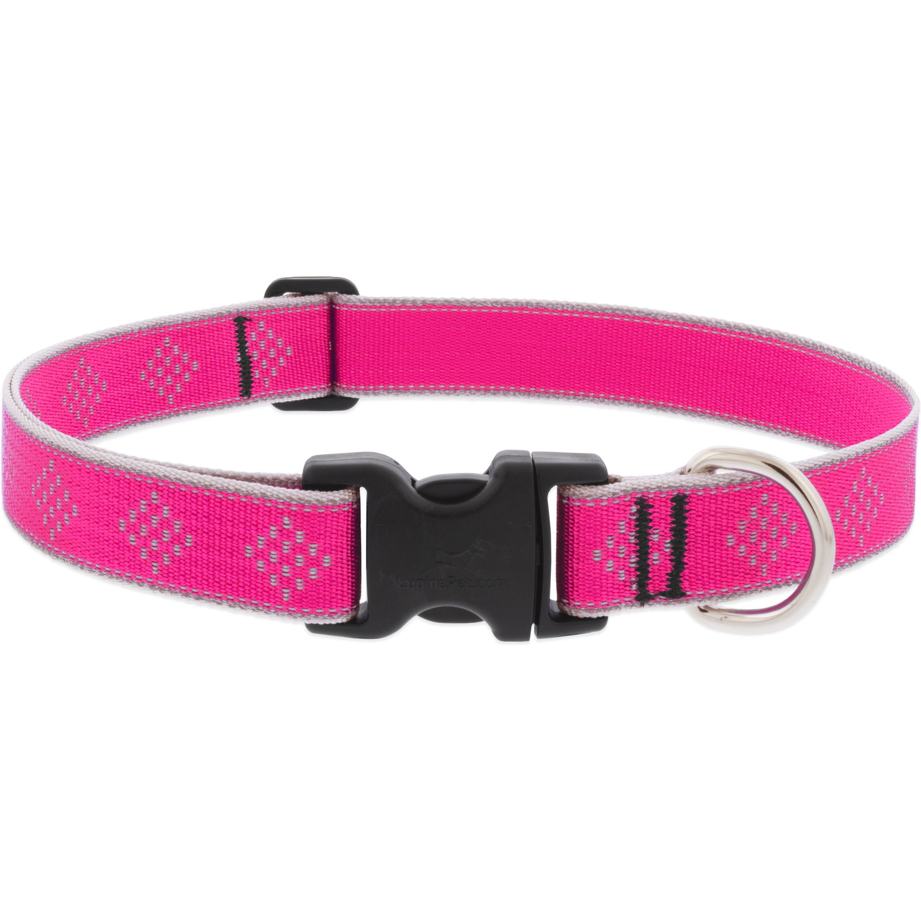 LupinePet Reflective Diamonds Dog Collar, Pink Diamond, X-Large: 25 to 31-in neck, 1-in wide