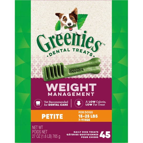 Greenies Weight Management Petite Natural Dental Dog Treats, 45 count