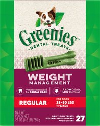 Greenies Weight Management Regular Natural Dental Dog Treats, 27 count