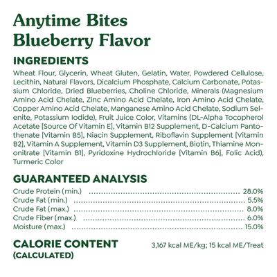 Show full view: Greenies Anytime Bites Blueberry Flavor Soft & Chewy Dog Treats, 24-oz bag slide 7 of 11