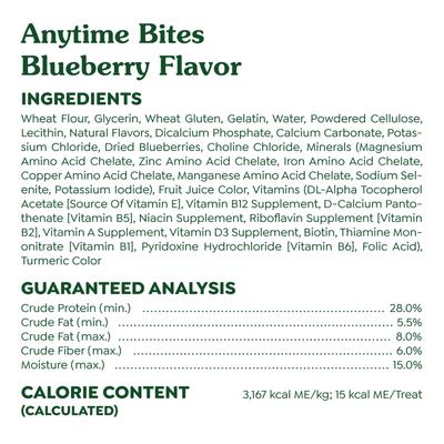 Show full view: Greenies Anytime Bites Blueberry Flavor Soft & Chewy Dog Treats, 10.3-oz bag slide 7 of 11