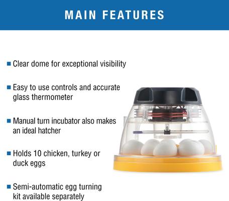 Show full view: Brinsea Mini II Eco Manual Bird Egg Incubator, 10 count slide 2 of 9