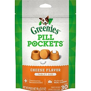 Greenies Pill Pockets Cheese Flavor Natural Dog Treats, Tablet Size, 30 count
