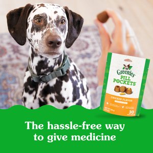 Greenies Pill Pockets Canine Chicken Flavor Dog Treats, Capsule Size, 60 count