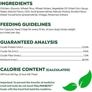 Greenies Pill Pockets Canine Chicken Flavor Dog Treats, Capsule Size, 60 count