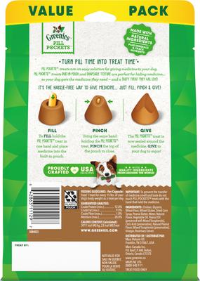 Show full view: Greenies Pill Pockets Canine Real Peanut Butter Flavor Natural Dog Treats, Capsule Size, 60 count slide 3 of 12