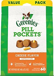 Greenies Pill Pockets Cheese Flavor Natural Dog Treats, Capsule Size, 60 count