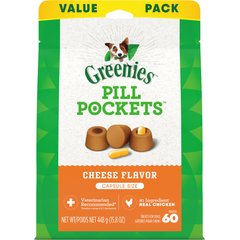 Greenies Pill Pockets Cheese Flavor Dog Treats, Capsule Size, 60 count
