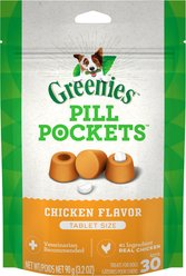 Greenies Pill Pockets Canine Chicken Flavor Natural Dog Treats, Tablet Size, 30 count