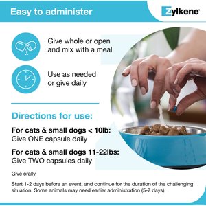 Vetoquinol Zylkene 75-mg Capsules Calming Supplement for Small Dogs & Cats, 30 count