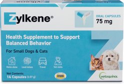 Vetoquinol Zylkene 75-mg Capsules Calming Supplement for Small Dogs & Cats, 14 count