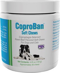 PRN Pharmacal CoproBan Roast Beef Flavored Coprophagia Dog Deterrent Soft Chew Cat Supplement, 40 count
