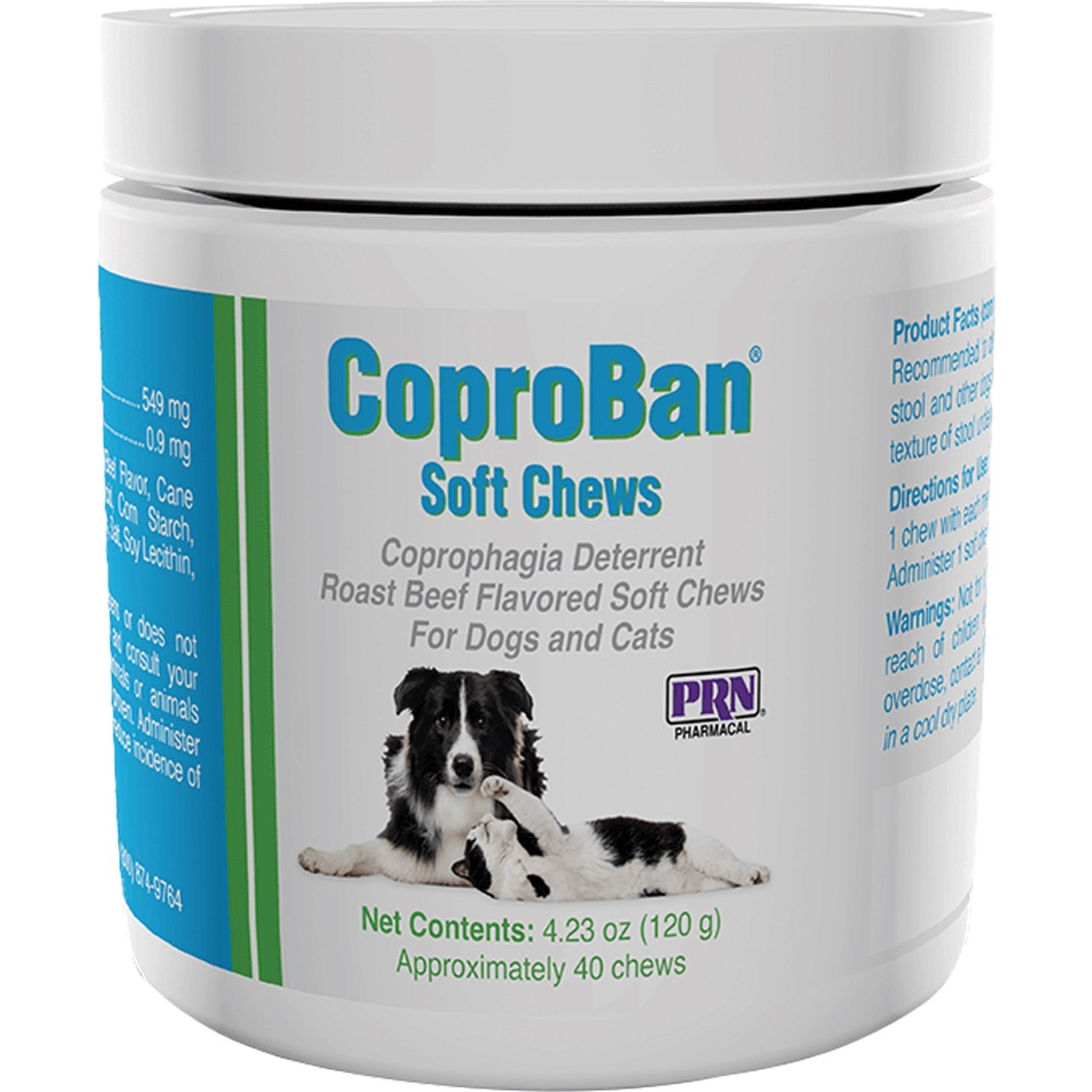 PRN Pharmacal CoproBan Roast Beef Flavored Coprophagia Dog Deterrent Soft Chew Cat Supplement, 40 count