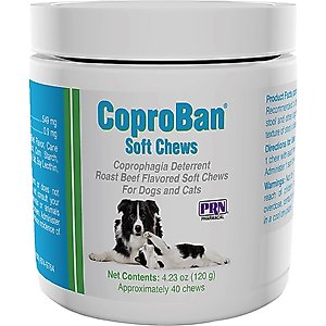 PRN Pharmacal CoproBan Roast Beef Flavored Coprophagia Dog Deterrent Soft Chew Cat Supplement, 40 count