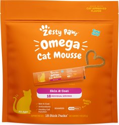 Zesty Paws Omega Skin & Coat Tuna Mousse Lickable Squeeze Supplement for Cats, 18 count