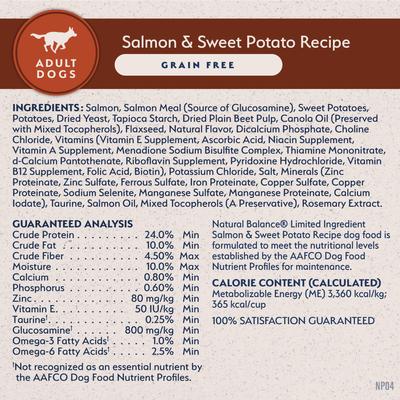 Show full view: Natural Balance Limited Ingredient Grain-Free Salmon & Sweet Potato Recipe Dry Dog Food, 24-lb bag slide 9 of 11