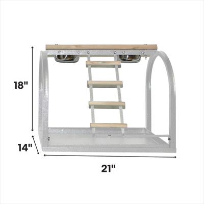 Show full view: A&E Cage Company Table Bird Stand with Ladders & Cups, White slide 2 of 3