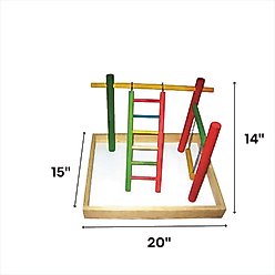 A&E Cage Company Wood Tabletop Bird Play Station without Tree Perch, Tan slide 2 of 2