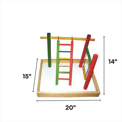 Show full view: A&E Cage Company Wood Tabletop Bird Play Station without Tree Perch, Tan slide 2 of 2